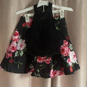 City Studio Black Dress with Floral Accents